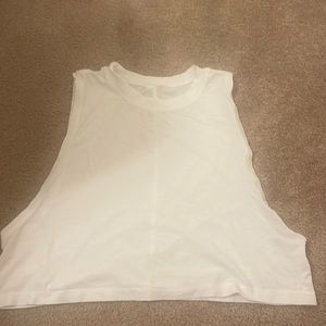 Cropped white lulu workout tank